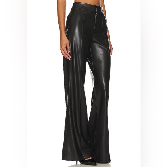 Alice + Olivia NWT Dylan Faux Leather Wide Leg in Black, size 4 - Picture 2 of 12